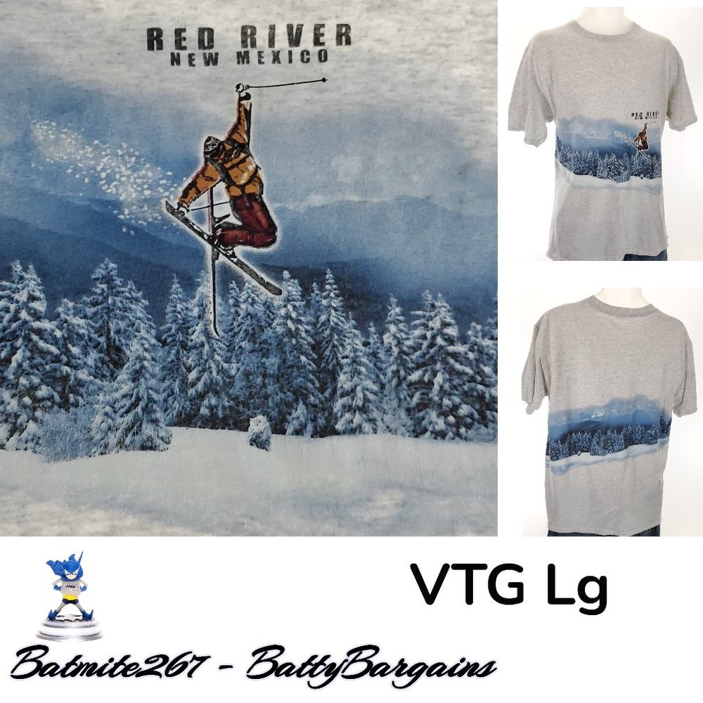VTG 90s SKI Double Sided Red River Lg T Shirt